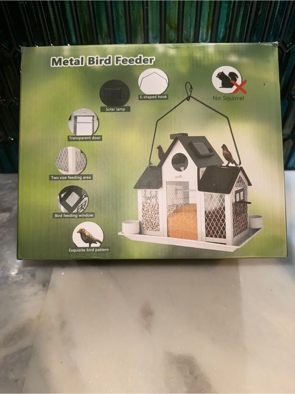 Metal Wild Bird Feeder for Outdoors, Large Cardinal Bird Feeder Solar Lights